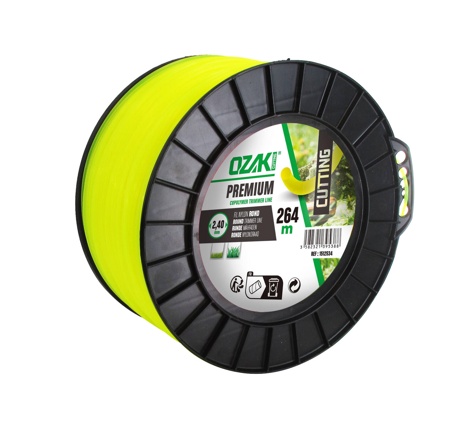 Bobine fil nylon rond Premium L.264m Ø2,40mm - OZAKI
