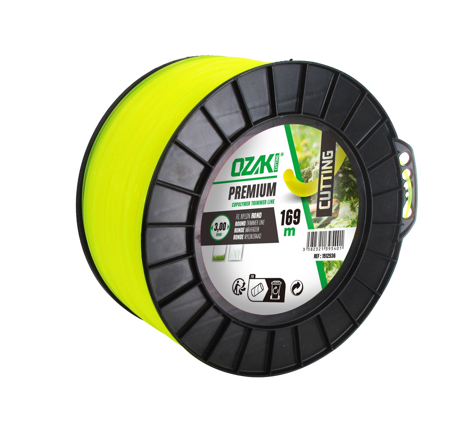 Bobine fil nylon rond Premium L.169m Ø3mm - OZAKI