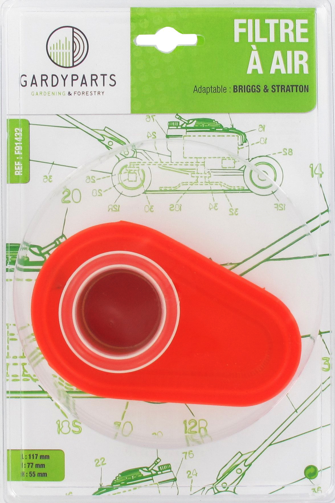 Filtre à air adaptable Briggs & Stratton F91432 - GARDY PARTS