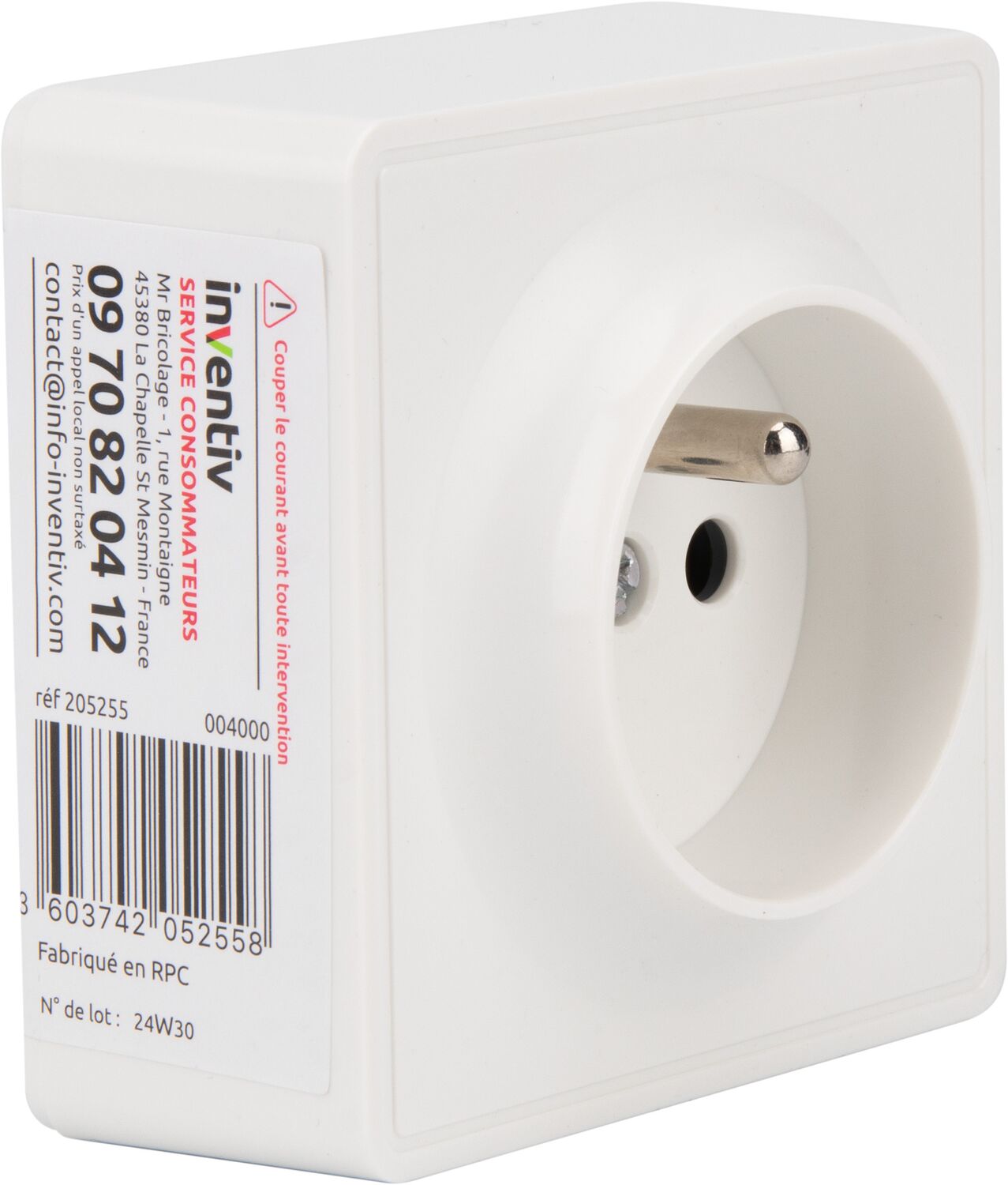 Prise saillie 2P+T Helios blanc - INVENTIV