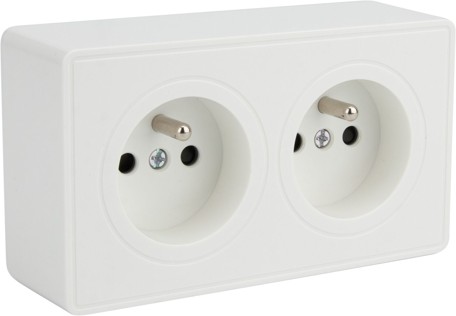 Prise saillie double 2P+T Helios blanc - INVENTIV
