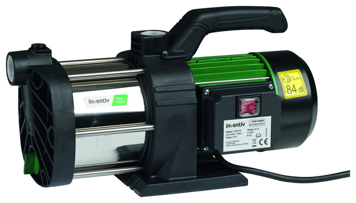 Pompe d'arrosage 4 turbines 1100W- INVENTIV