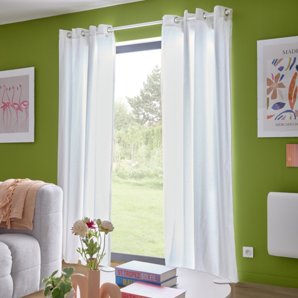 Rideau en coton Jaya 140x240cm blanc - INVENTIV