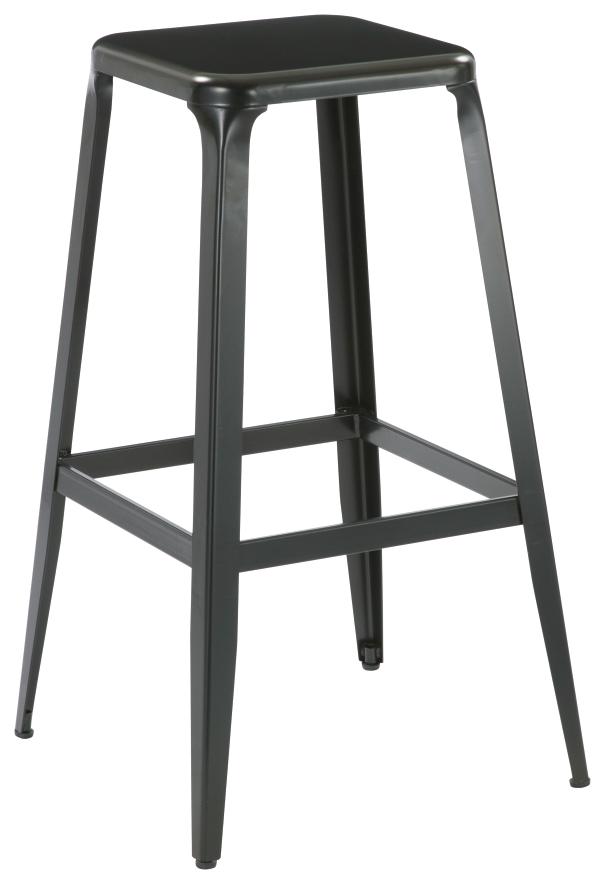 Tabouret de bar en acier Charly 44 x 44 x 76 cm noir mat - INVENTIV