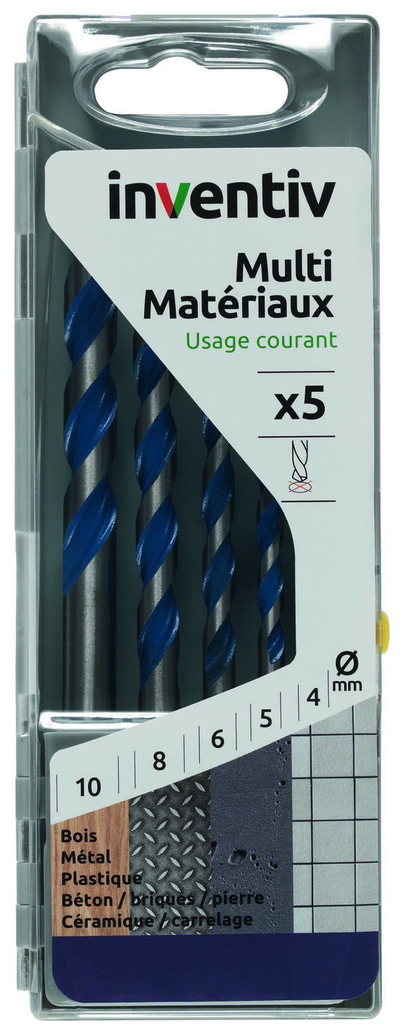 Coffret 4 forets métaux Ø4-5-6-8-10 mm - INVENTIV