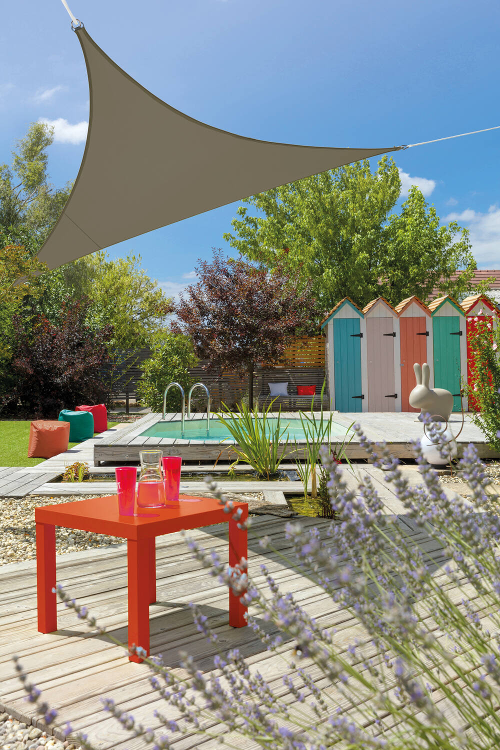 Voile d'ombrage triangulaire Primo 3m Grège - INVENTIV