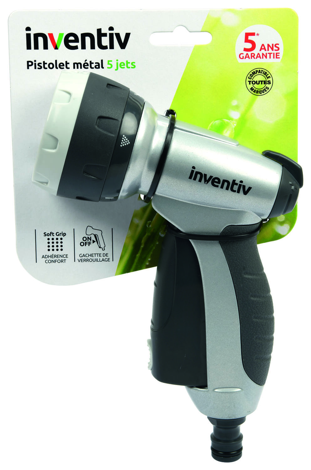 Pistolet arrosage 5 jets métal - INVENTIV