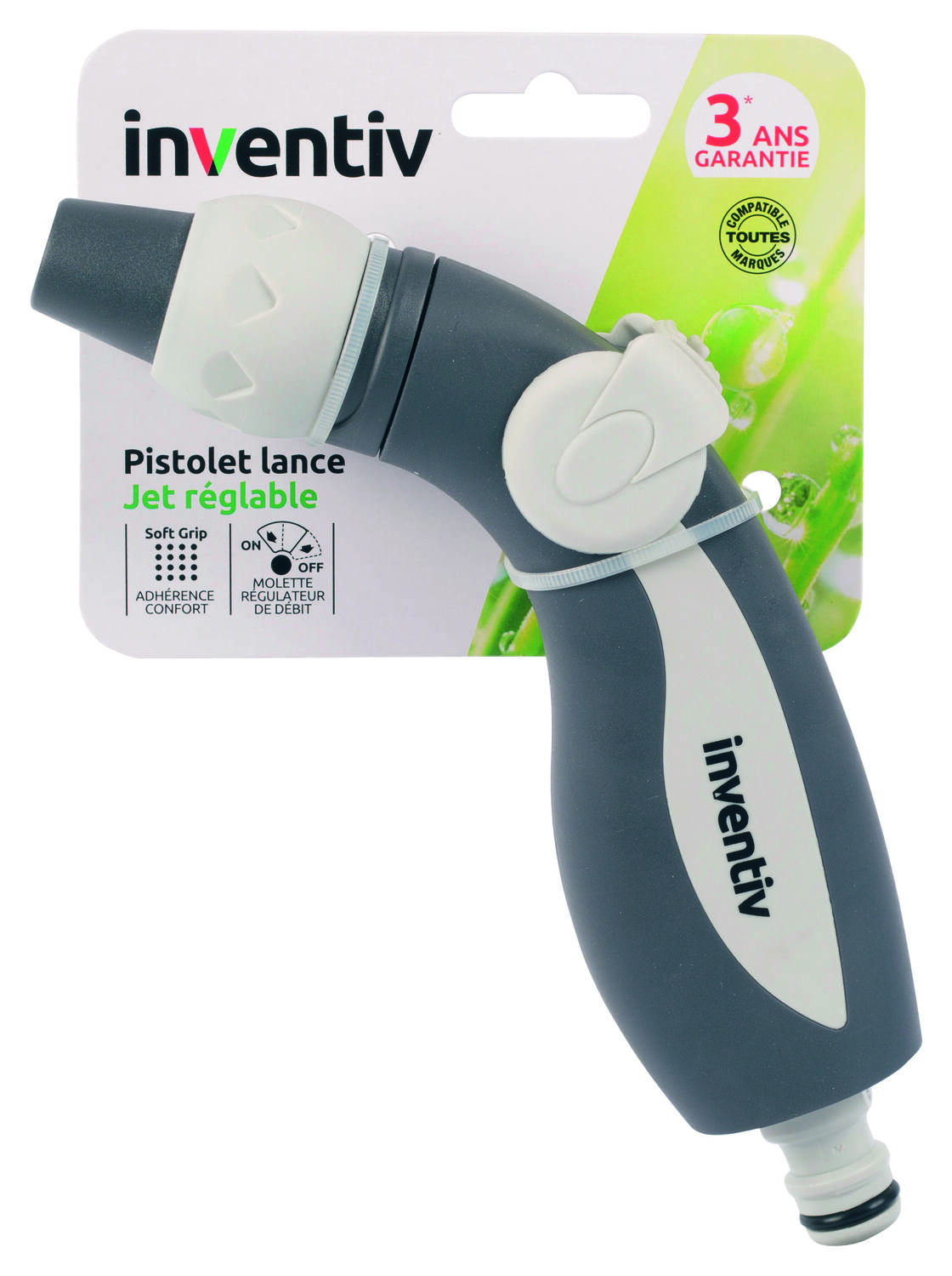 Pistolet d'arrosage jet réglable - INVENTIV