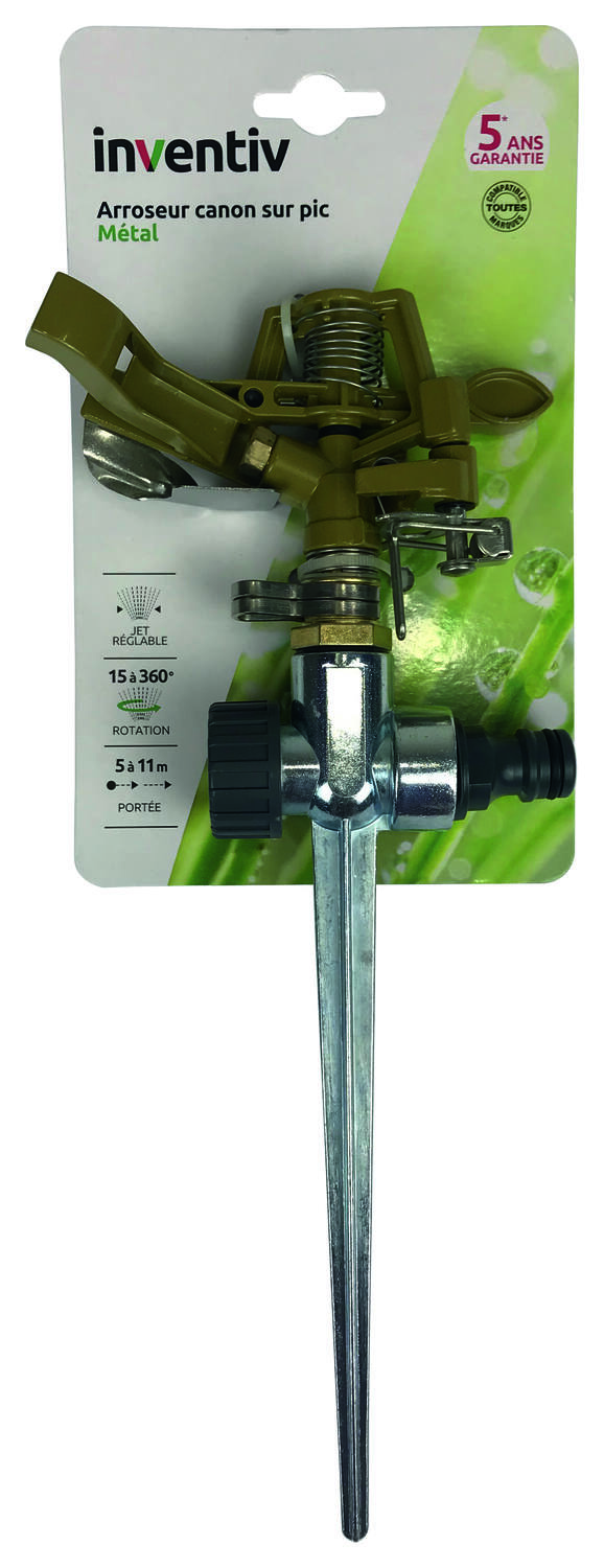 Arroseur type canon en métal sur pique - INVENTIV