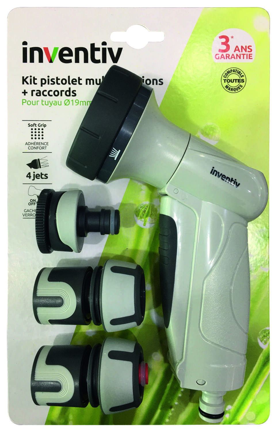 Kit pistolet arrosage + raccords Ø19mm - INVENTIV