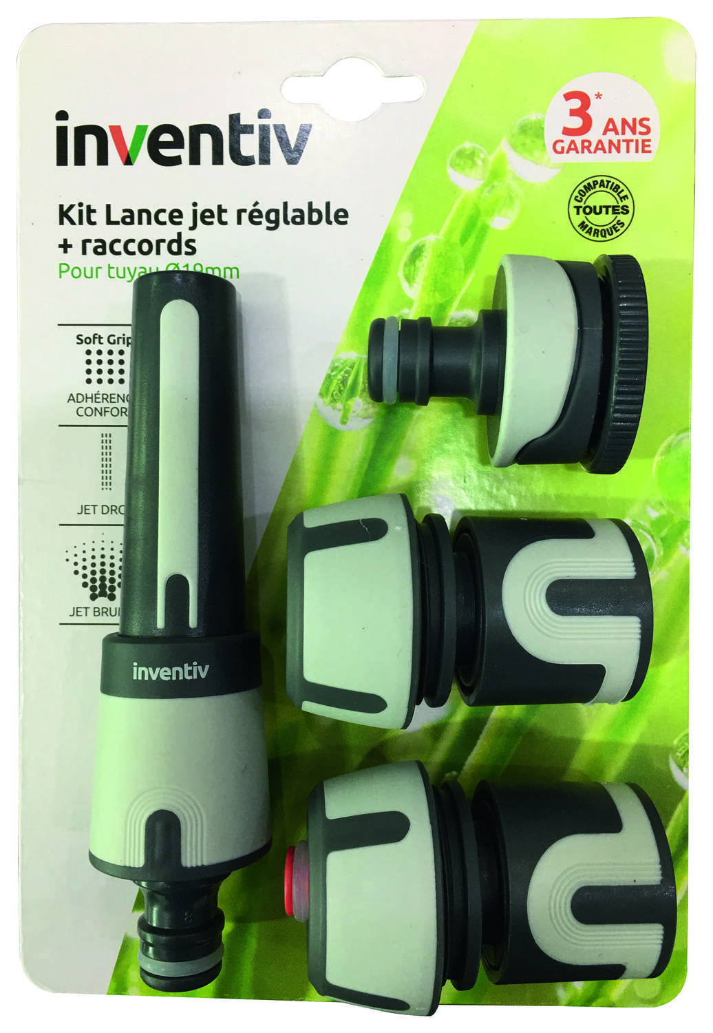 Kit lance + raccords d'arrosage Ø19 mm - INVENTIV
