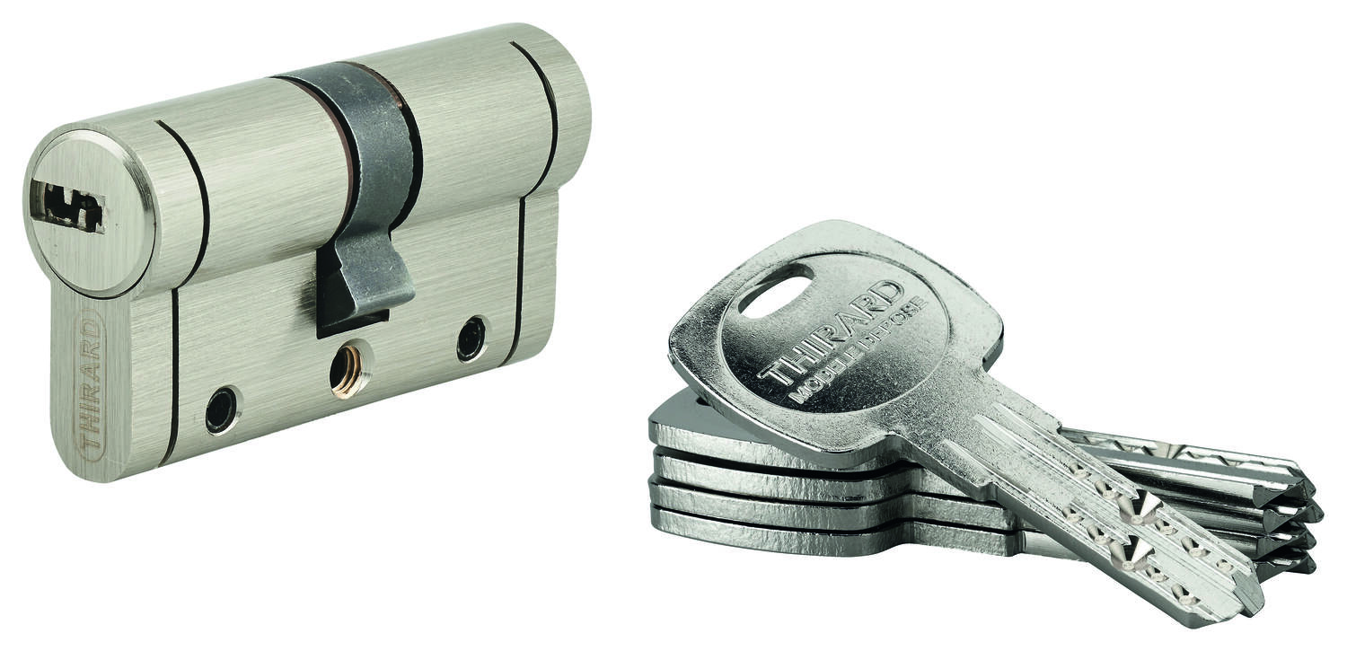 Cylindre de Serrure Haute Sécurité 5 Protections 30x30mm + 5 Clés - INVENTIV