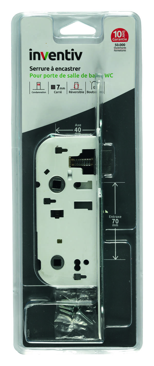 Serrure à encastrer, axe 40mm - INVENTIV