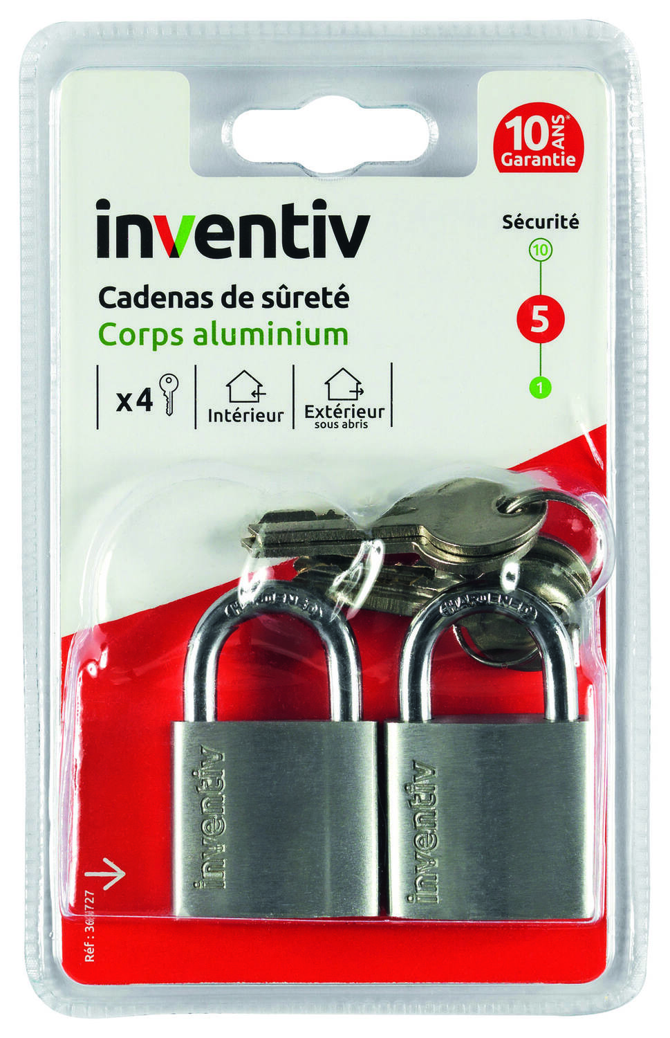 2 Cadenas + 2 Clés Aluminium 30mm - INVENTIV