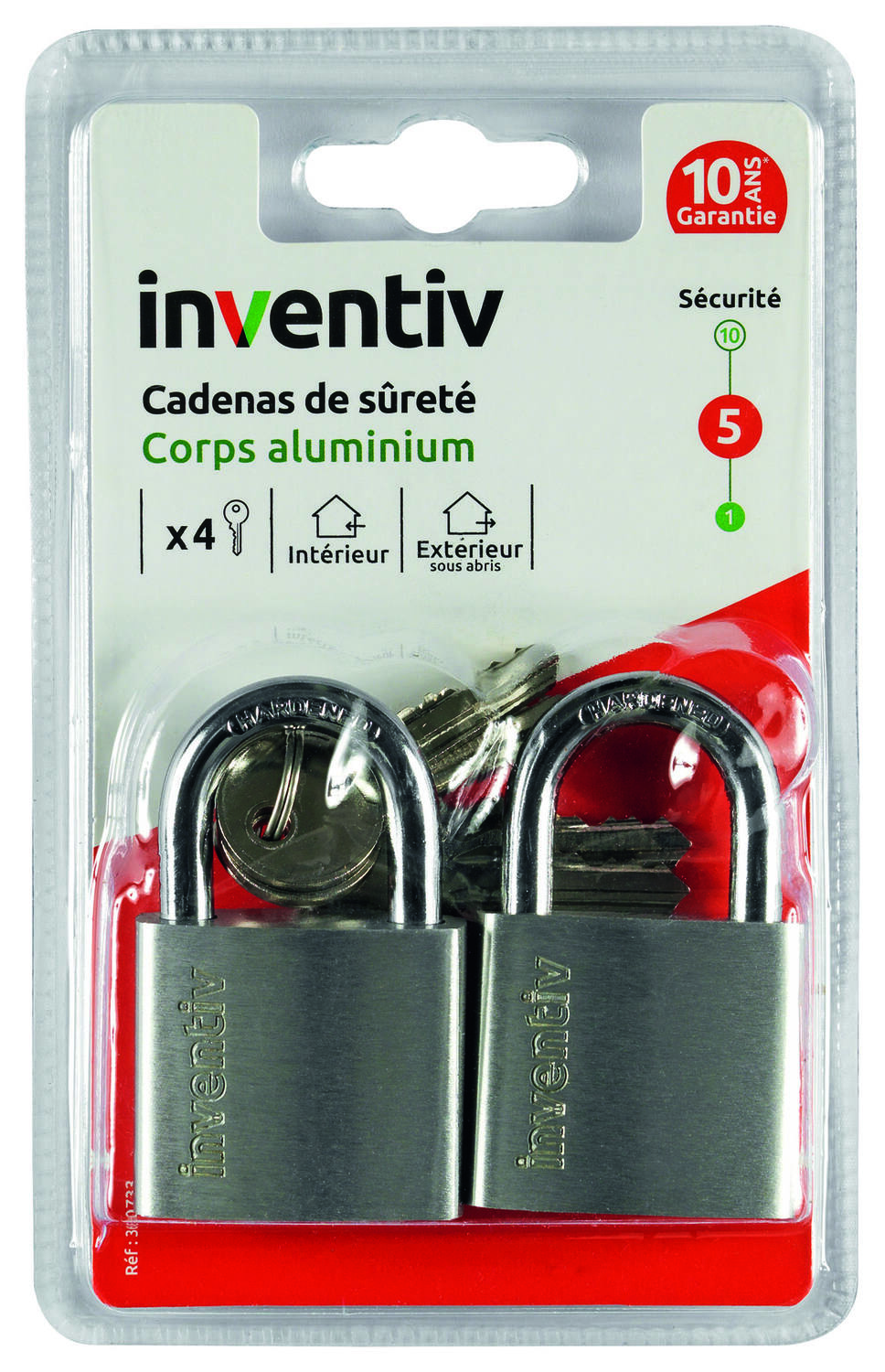 Cadenas + 2 clés alu 40 mm - INVENTIV