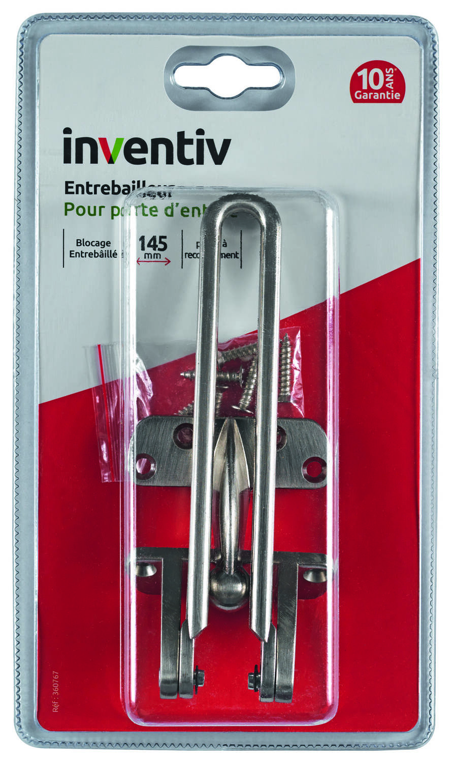 Entrabailleur à recouvrement de porte d'entrée finition nickel - INVENTIV