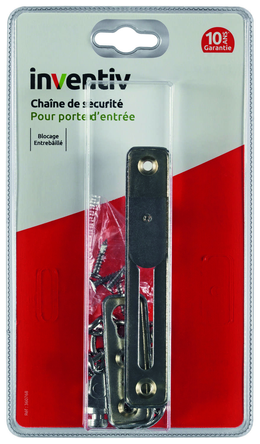 Entrabailleur à chaîne de porte d'entrée chrome - INVENTIV