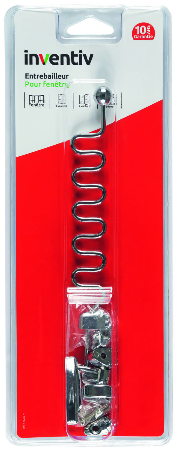 Entrebâilleur de fenêtre chrome, Cadenassable - INVENTIV