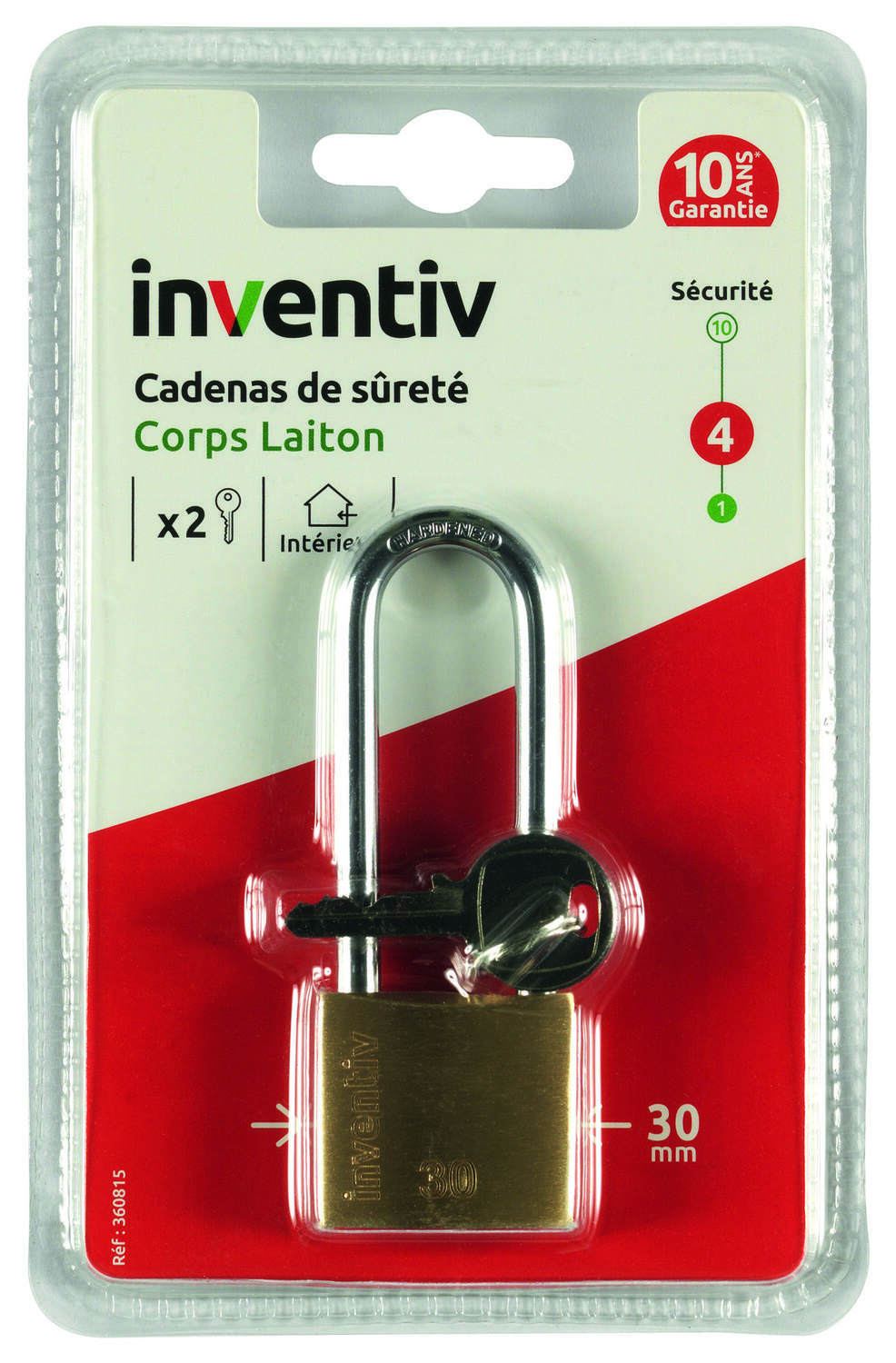 Cadenas + 2 Clés Laiton 30mm - INVENTIV