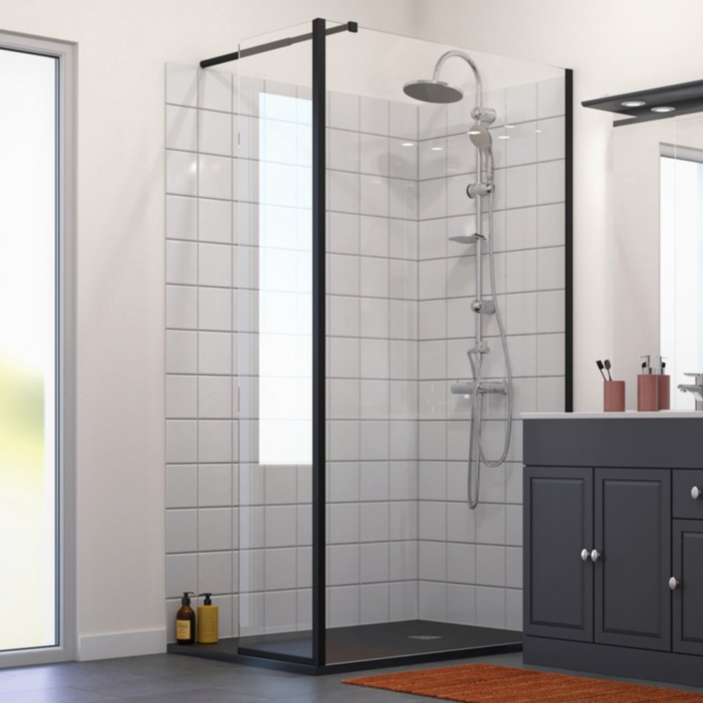 Barre de fixation paroi de douche 70-100cm noir mat - INVENTIV