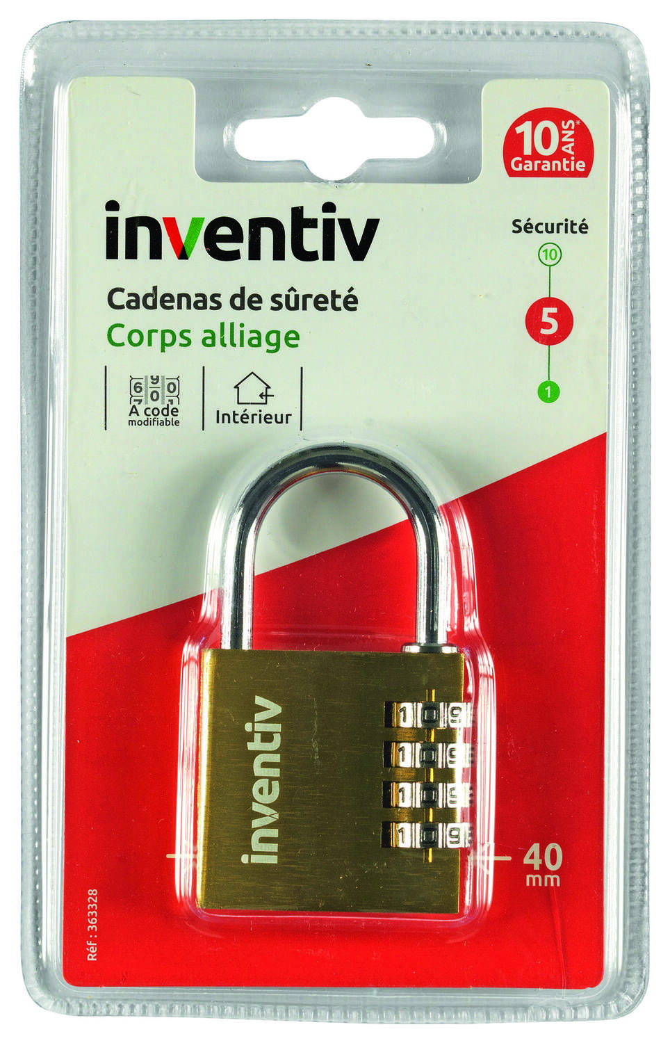 Cadenas à Combinaison 4 Viroles Alliage 40mm - INVENTIV