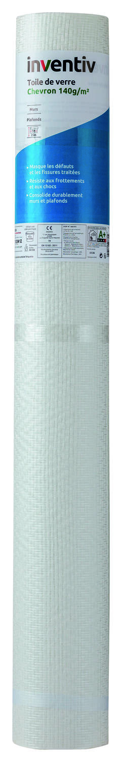 Toile de Verre motif Chevron 140gr/m² 1x25m - INVENTIV