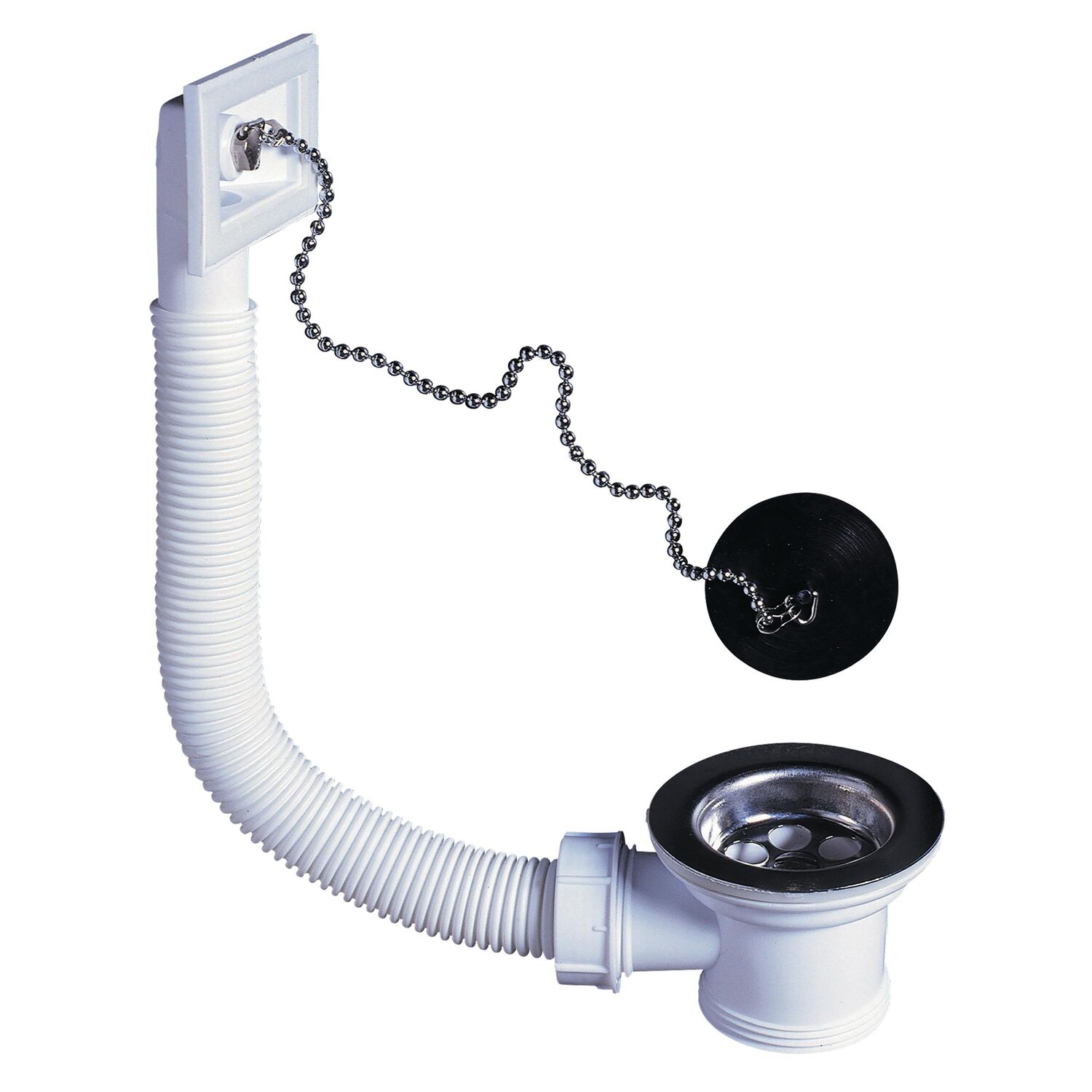 Bonde à bouchon pour évier 1 bac Ø50mm avec trop plein - INVENTIV