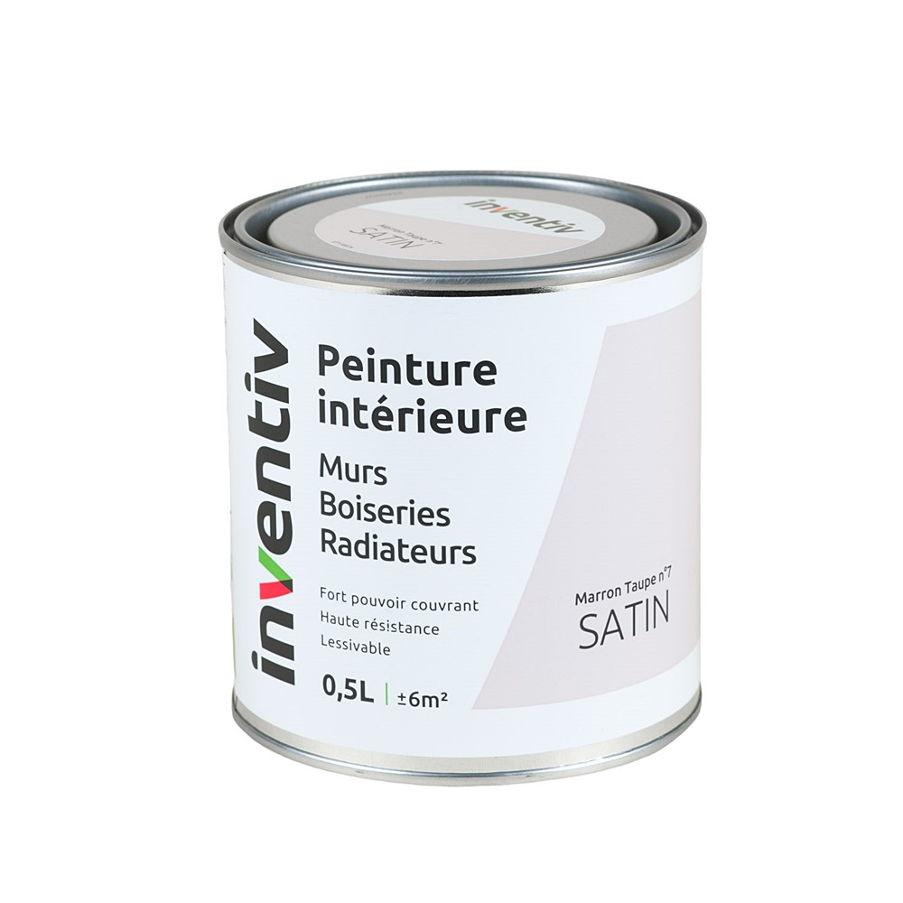 Peinture Murs Boiseries Radiateurs satin 0,5L Marron taupe 7 - INVENTIV