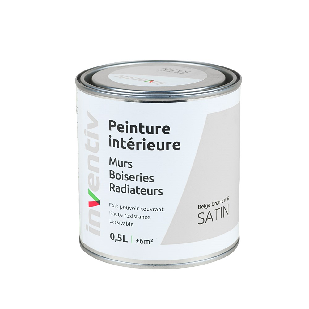 Peinture Murs Boiseries Radiateurs satin 0,5L beige crème 6 - INVENTIV