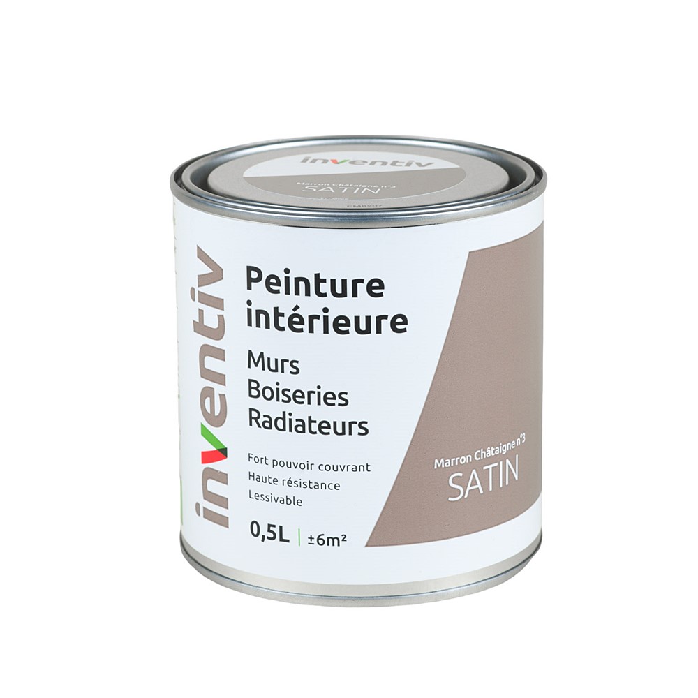 Peinture Murs Boiseries Radiateurs satin 0,5L marron châtaigne 3 - INVENTIV