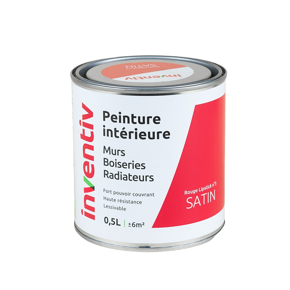 Peinture Murs Boiseries Radiateurs satin 0,5L rouge lipstick 3 - INVENTIV