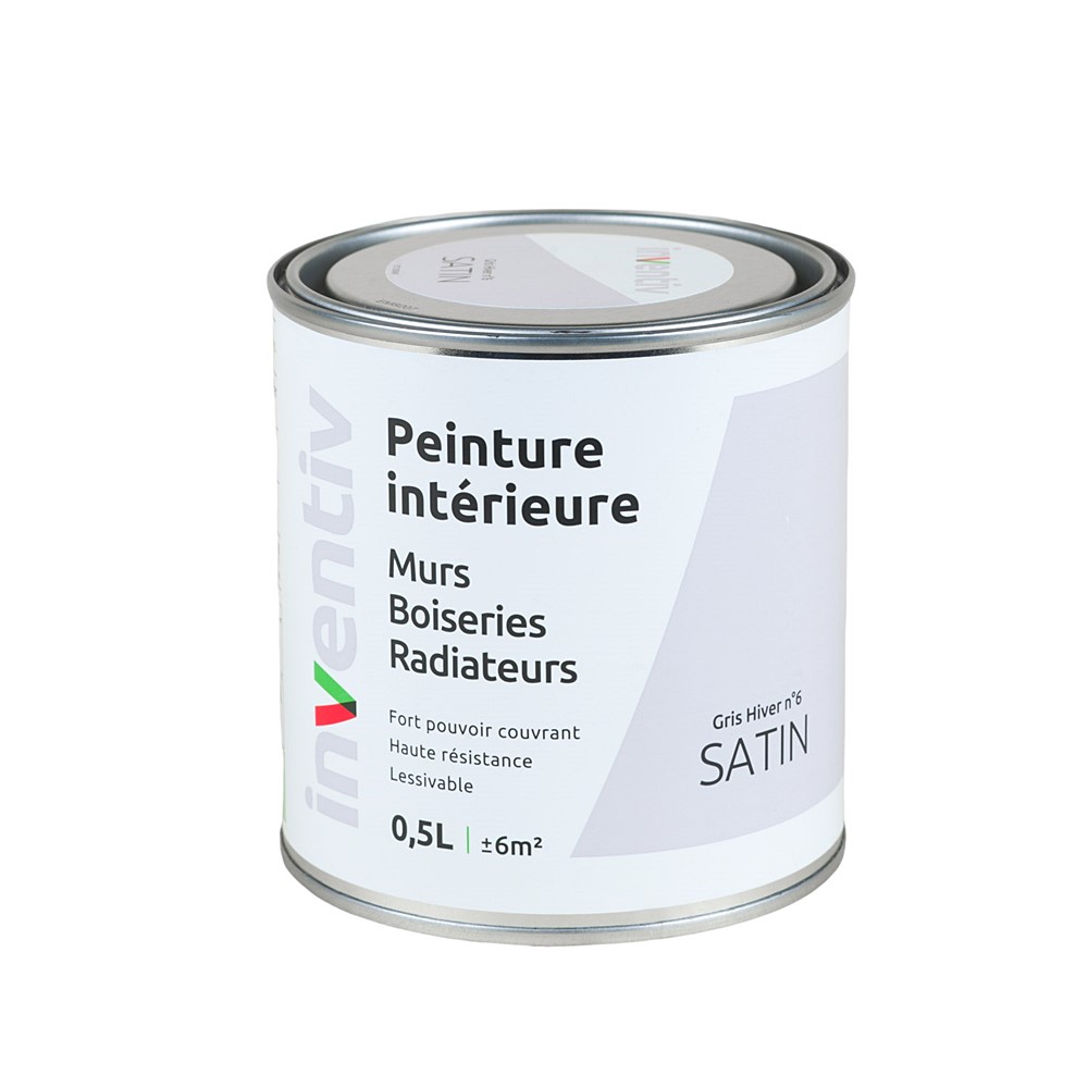 Peinture Murs Boiseries Radiateurs satin 0,5L gris hiver 6 - INVENTIV