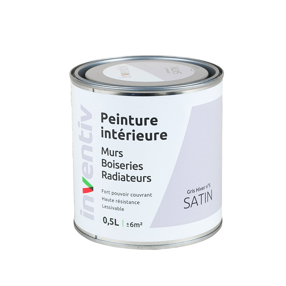 Peinture Murs Boiseries Radiateurs satin 0,5L gris hiver 5 - INVENTIV