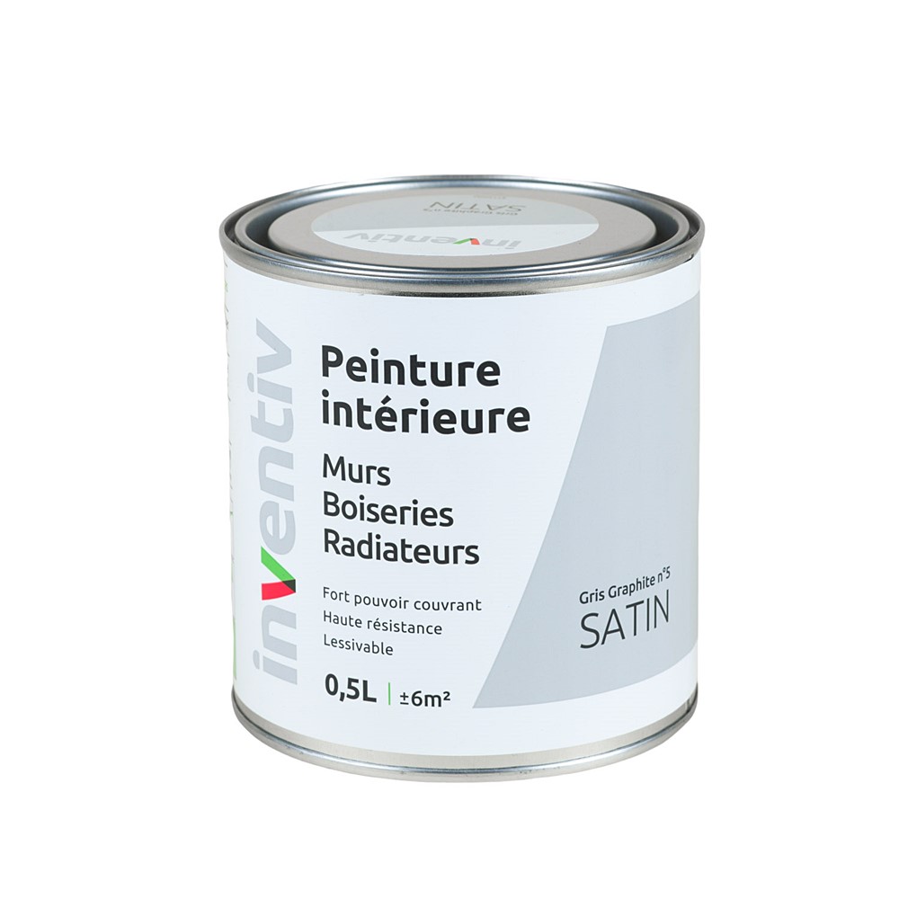 Peinture Murs Boiseries Radiateurs satin 0,5L gris graphite 5 - INVENTIV