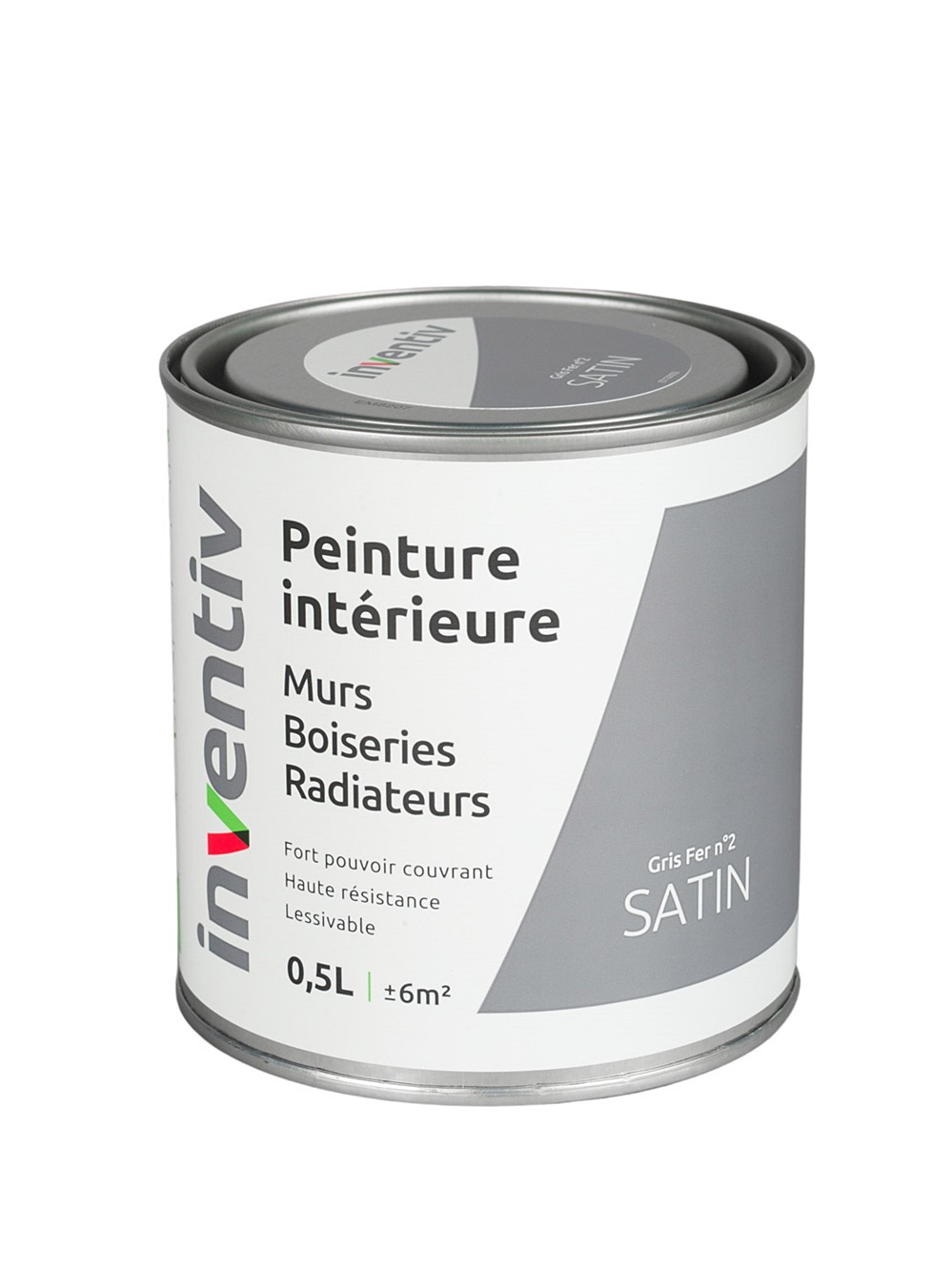 Peinture Murs Boiseries Radiateurs satin 0,5L gris fer 2 - INVENTIV