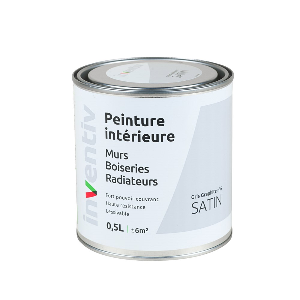 Peinture Murs Boiseries Radiateurs satin 0,5L gris graphite 6 - INVENTIV