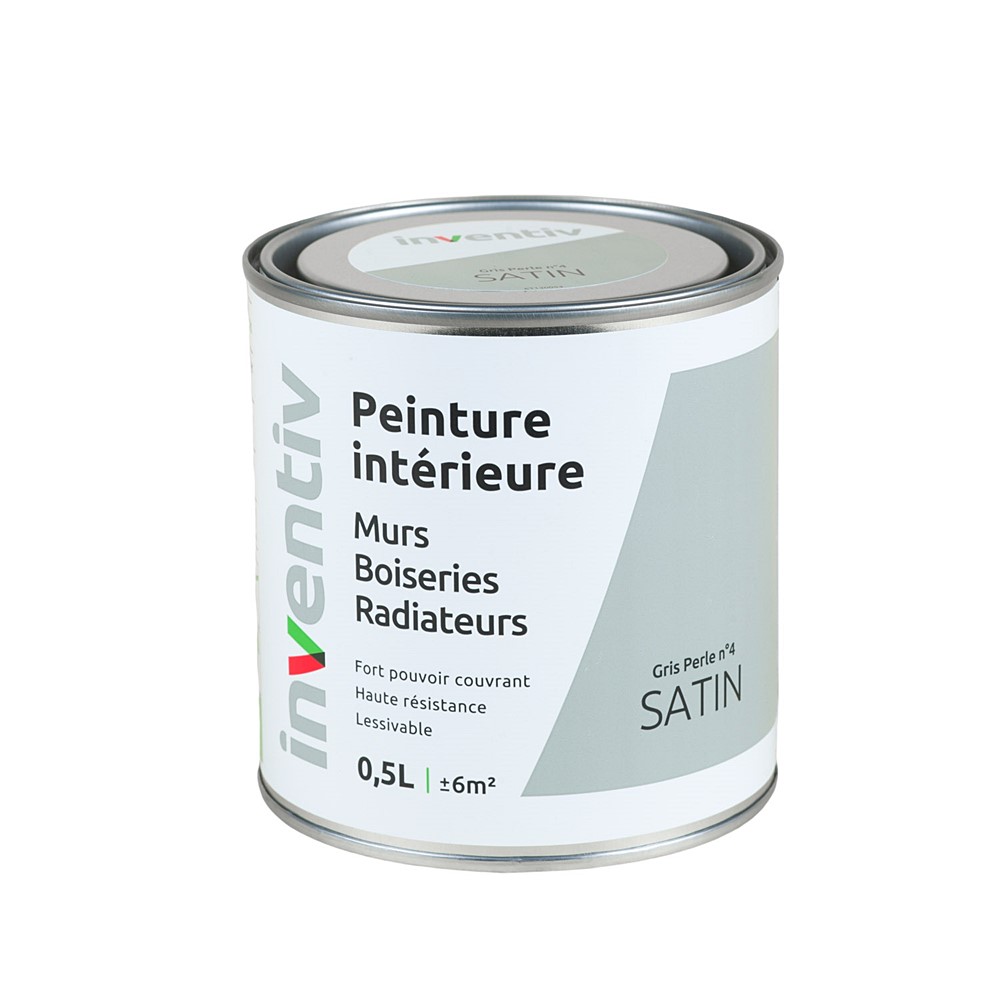 Peinture Murs Boiseries Radiateurs satin 0,5L gris perle 4 - INVENTIV