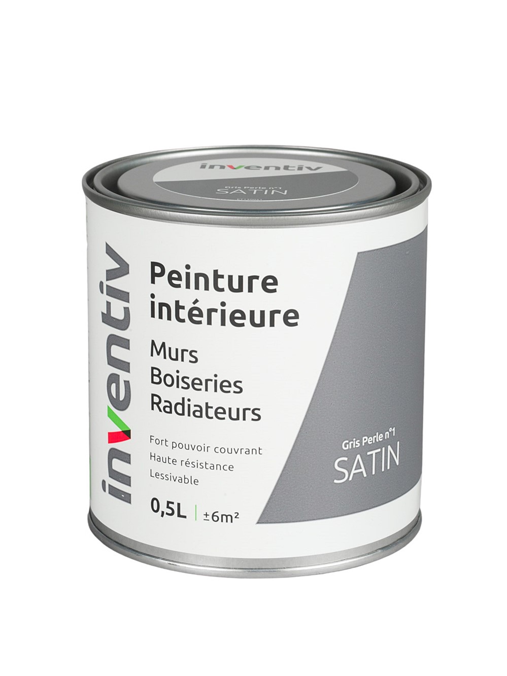 Peinture Murs Boiseries Radiateurs satin 0,5L gris perle 1 - INVENTIV