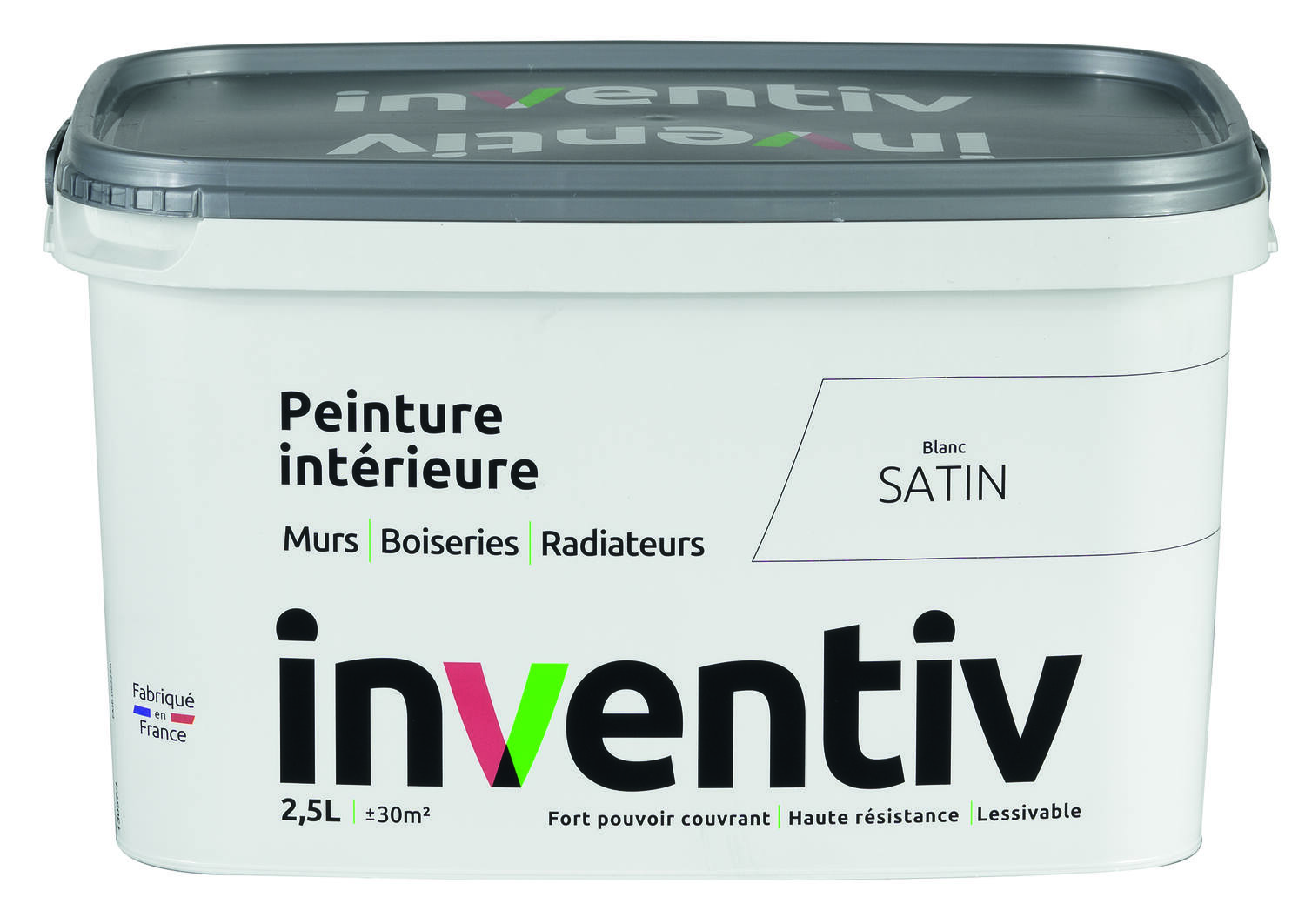 Peinture Murs Boiseries Radiateurs satin 2,5L Blanc - INVENTIV