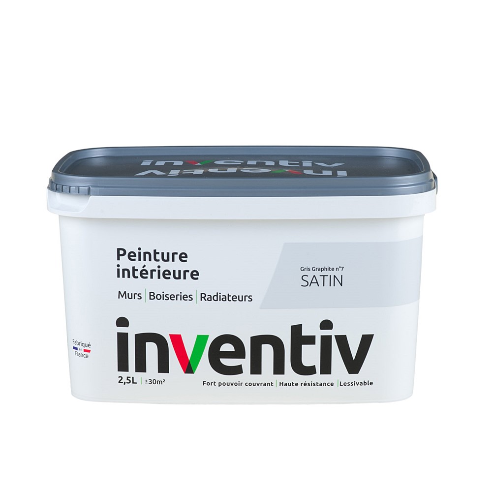 Peinture Murs Boiseries Radiateurs satin 2,5L Gris graphite 7 - INVENTIV