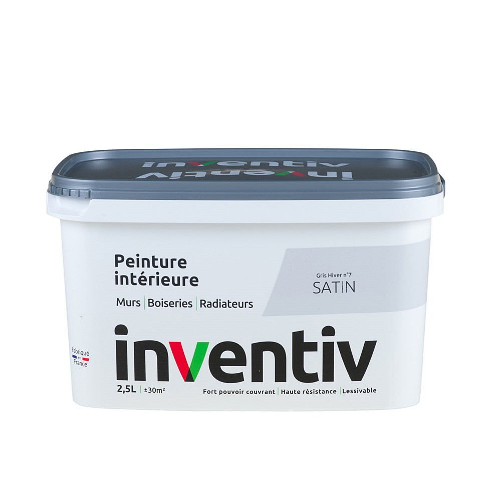 Peinture Murs Boiseries Radiateurs satin 2,5L Gris hiver 7 - INVENTIV