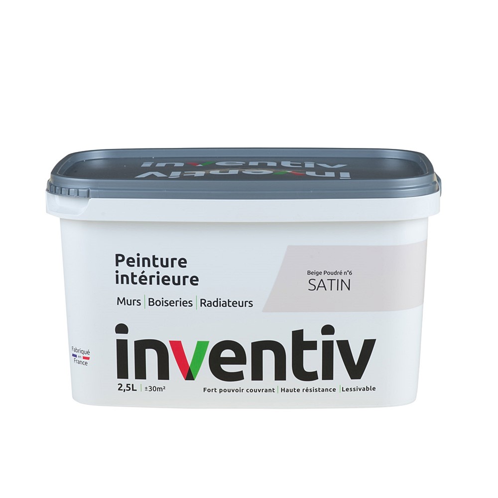 Peinture Murs Boiseries Radiateurs satin 2,5L Beige poudré 6 - INVENTIV