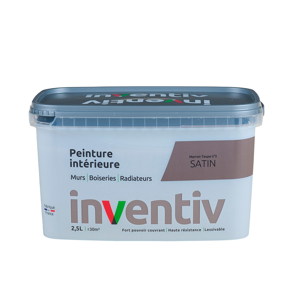 Peinture Murs Boiseries Radiateurs satin 2,5L Marron taupe 3 - INVENTIV