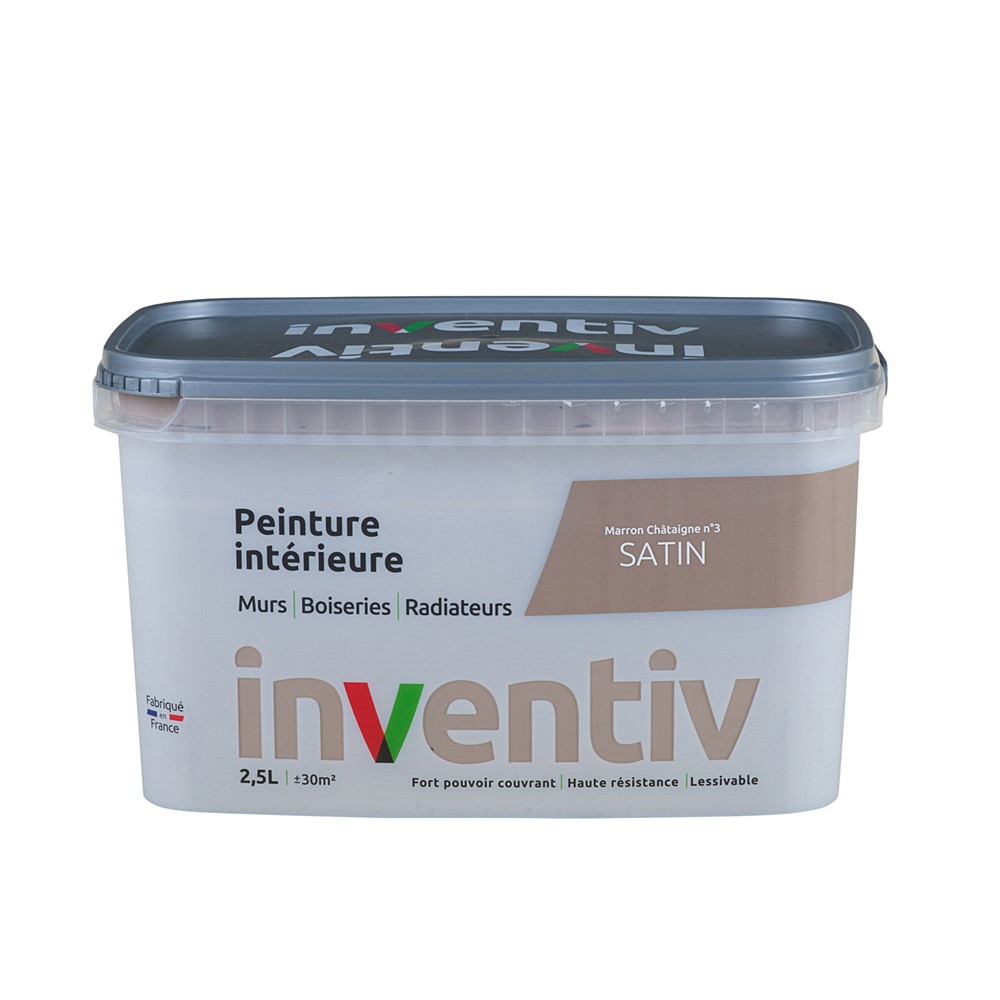 Peinture Murs Boiseries Radiateurs satin 2,5L Marron châtaigne 3 - INVENTIV