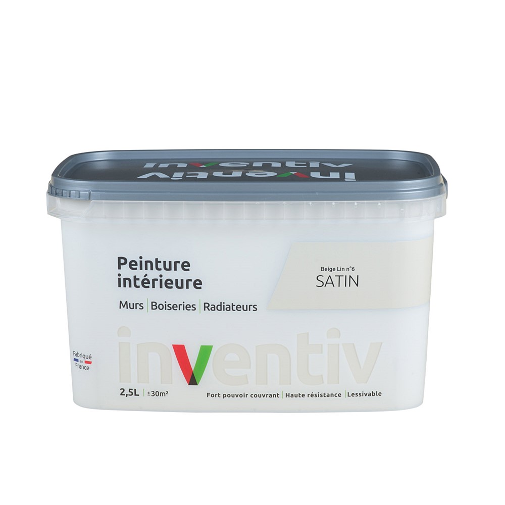 Peinture Murs Boiseries Radiateurs satin 2,5L Beige lin 6 - INVENTIV