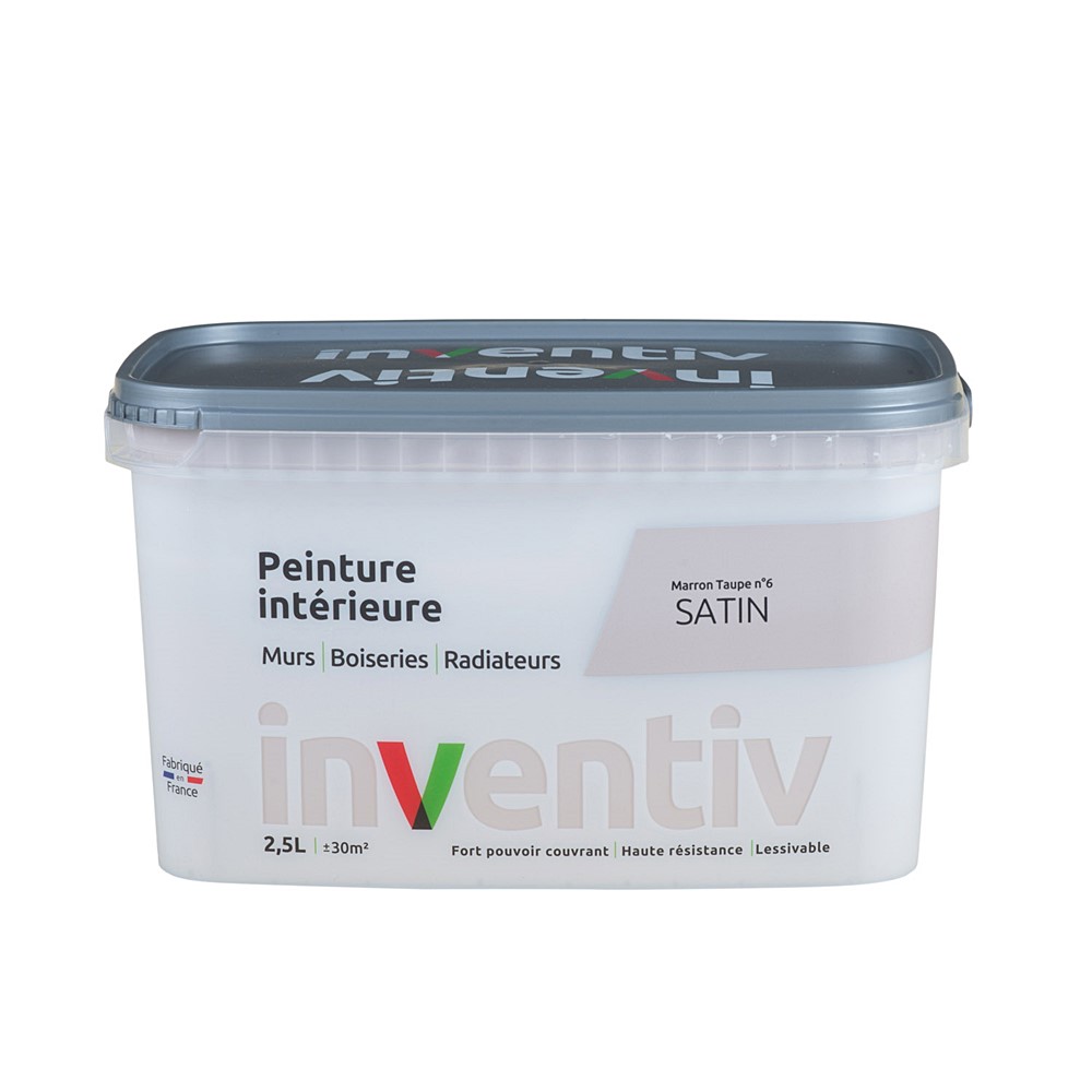 Peinture Murs Boiseries Radiateurs satin 2,5L Marron taupe 6 - INVENTIV