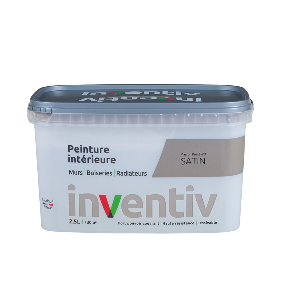 Peinture Murs Boiseries Radiateurs satin 2,5L Marron fumé 3 - INVENTIV