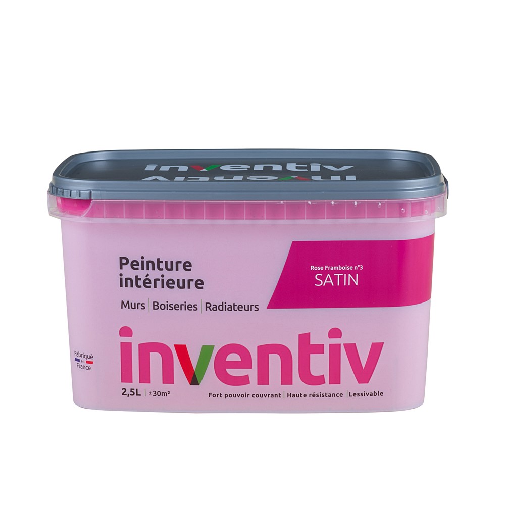 Peinture Murs Boiseries Radiateurs satin 2,5L Rose framboise 3 - INVENTIV