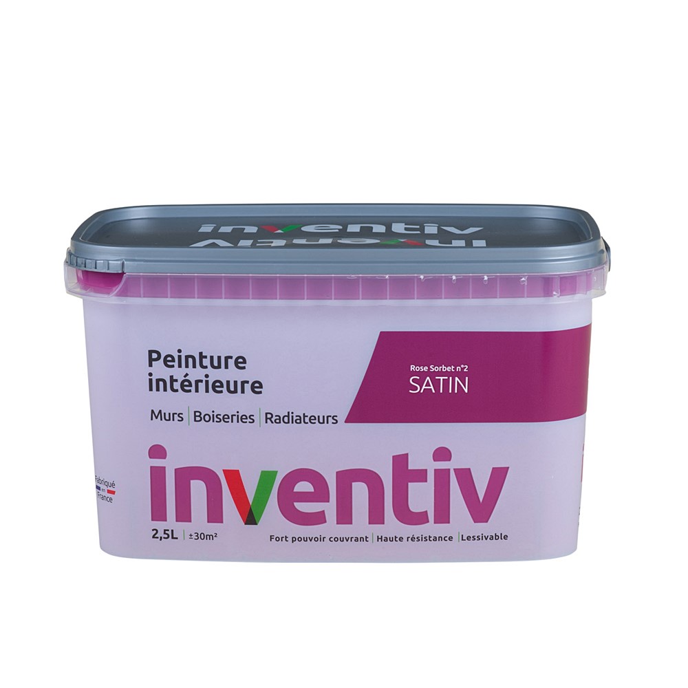 Peinture Murs Boiseries Radiateurs satin 2,5L Rose sorbet 2 - INVENTIV