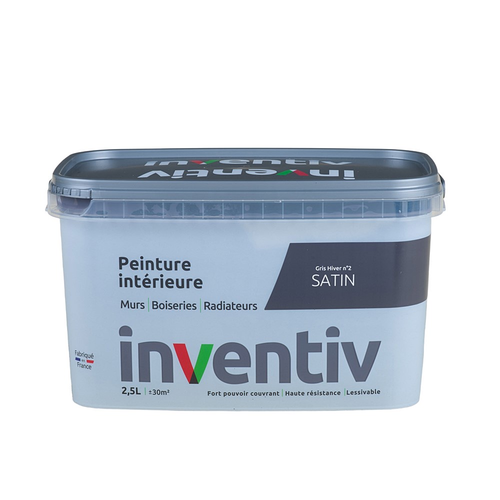 Peinture Murs Boiseries Radiateurs satin 2,5L Gris hiver 2 - INVENTIV